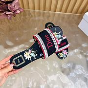 Kitlife Dior Dway Slide Black Embroidered Cotton and Multicolor Dior Secret Garden Motif - 6