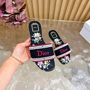 Kitlife Dior Dway Slide Black Embroidered Cotton and Multicolor Dior Secret Garden Motif - 4