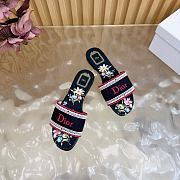 Kitlife Dior Dway Slide Black Embroidered Cotton and Multicolor Dior Secret Garden Motif - 3