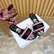 Kitlife Dior Dway Slide Black Embroidered Cotton and Multicolor Dior Secret Garden Motif - 2