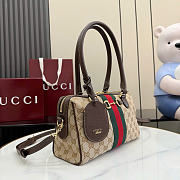 Kitlife Gucci Borsetto Medium Boston Bag Sand and Dark brown GG Canvas 866732 28x15x10cm  - 6