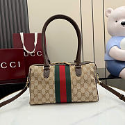 Kitlife Gucci Borsetto Medium Boston Bag Sand and Dark brown GG Canvas 866732 28x15x10cm  - 5