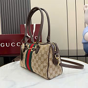 Kitlife Gucci Borsetto Medium Boston Bag Sand and Dark brown GG Canvas 866732 28x15x10cm  - 4