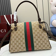 Kitife Gucci Paparazzo Medium Top Handle Bag Sand & Brown GG Canvas ‎875018  32x24x17cm - 5