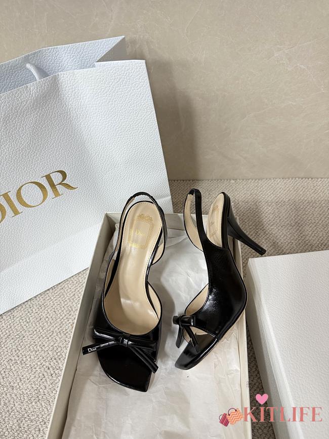 Kitlife Dior Bow Heeled Slingback Sandals Black - 1