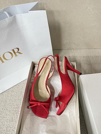 Kitlife Dior Bow Heeled Slingback Sandals Red