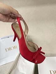 Kitlife Dior Bow Heeled Slingback Sandals Red - 5