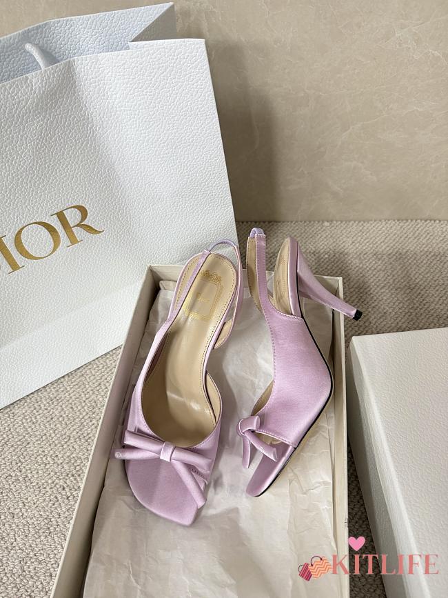 Kitlife Dior Bow Heeled Slingback Sandals Purple - 1
