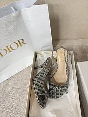 Kitlife Dior Bow Heeled Slingback Sandals Yellow & Brown Check'n'Dior Printed Technical Fabric - 6