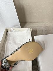 Kitlife Dior Bow Heeled Slingback Sandals Yellow & Brown Check'n'Dior Printed Technical Fabric - 4