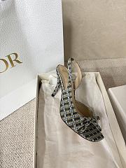 Kitlife Dior Bow Heeled Slingback Sandals Yellow & Brown Check'n'Dior Printed Technical Fabric - 2