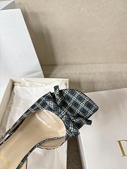 Kitlife Dior Bow Heeled Slingback Sandals Green & Purple Check'n'Dior Printed Technical Fabric - 5
