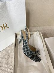 Kitlife Dior Bow Heeled Slingback Sandals Green & Purple Check'n'Dior Printed Technical Fabric - 2