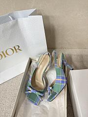 Kitlife Dior Bow Heeled Slingback Sandals Green, Yellow & Purple Check'n'Dior Printed Technical Fabric  - 1