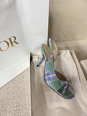 Kitlife Dior Bow Heeled Slingback Sandals Green, Yellow & Purple Check'n'Dior Printed Technical Fabric  - 6