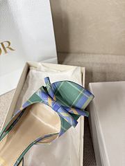 Kitlife Dior Bow Heeled Slingback Sandals Green, Yellow & Purple Check'n'Dior Printed Technical Fabric  - 4
