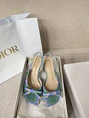 Kitlife Dior Bow Heeled Slingback Sandals Green, Yellow & Purple Check'n'Dior Printed Technical Fabric  - 3