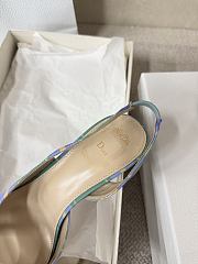 Kitlife Dior Bow Heeled Slingback Sandals Green, Yellow & Purple Check'n'Dior Printed Technical Fabric  - 2