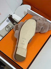 Kitlife Hermes Woolskin Oran Sandals Taupe  - 5