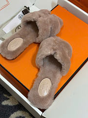 Kitlife Hermes Woolskin Oran Sandals Taupe  - 3