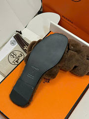 Kitlife Hermes Woolskin Oran Sandals Dark Brown  - 6