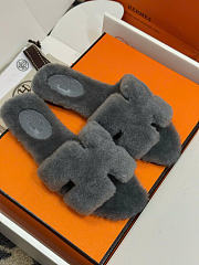 Kitlife Hermes Woolskin Oran Sandals Gray - 5