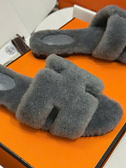Kitlife Hermes Woolskin Oran Sandals Gray - 2