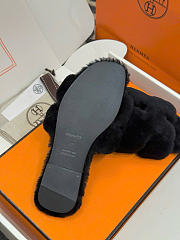 Kitlife Hermes Woolskin Oran Sandals Black  - 3