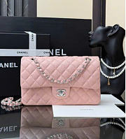 Kitlife Chanel Classic Flap Light Pink Caviar Leather Bag Silver Hardware - 25cm  - 1