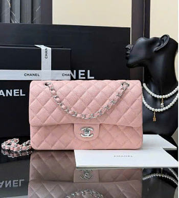 Kitlife Chanel Classic Flap Light Pink Caviar Leather Bag Silver Hardware - 25cm 