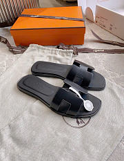 Kitlife Hermes Oran Black Leather Sandals  - 3