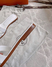 Kitlife Hermes Oran White Leather Sandals  - 4