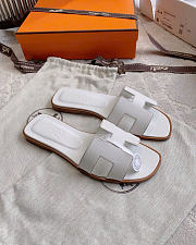 Kitlife Hermes Oran White Leather Sandals  - 3