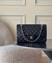 Kitlife Chanel Classic Flap Bag Medium in Black Caviar Leather Silver Hardware- 25cm  - 1