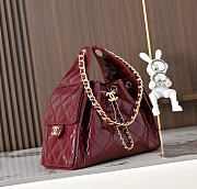 Kitlife Chanel 25C Drawstring Bucket Hobo Bag Bag Burgundy Glossy Calfskin AS5631 20x22x12.5cm - 3