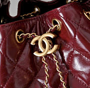 Kitlife Chanel 25C Drawstring Bucket Hobo Bag Bag Burgundy Glossy Calfskin AS5631 20x22x12.5cm - 2