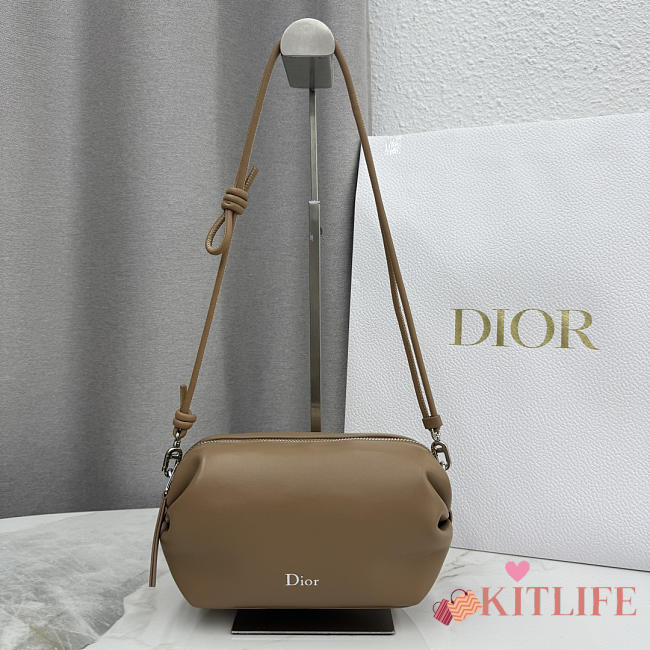 Kitlife Dior Bow Pouch Brown 20x11x8cm - 1