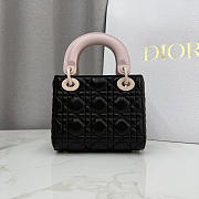 Kitlife Dior Lady Black and Pink Two-tone Bow Bag M0505 17x15x7cm - 6