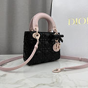 Kitlife Dior Lady Black and Pink Two-tone Bow Bag M0505 17x15x7cm - 3