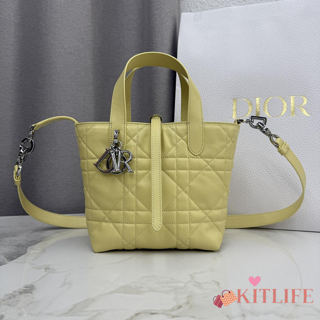 Kitlife Dior Small Toujours Vertical Tote Bag Yellow 16×18×12cm - 1
