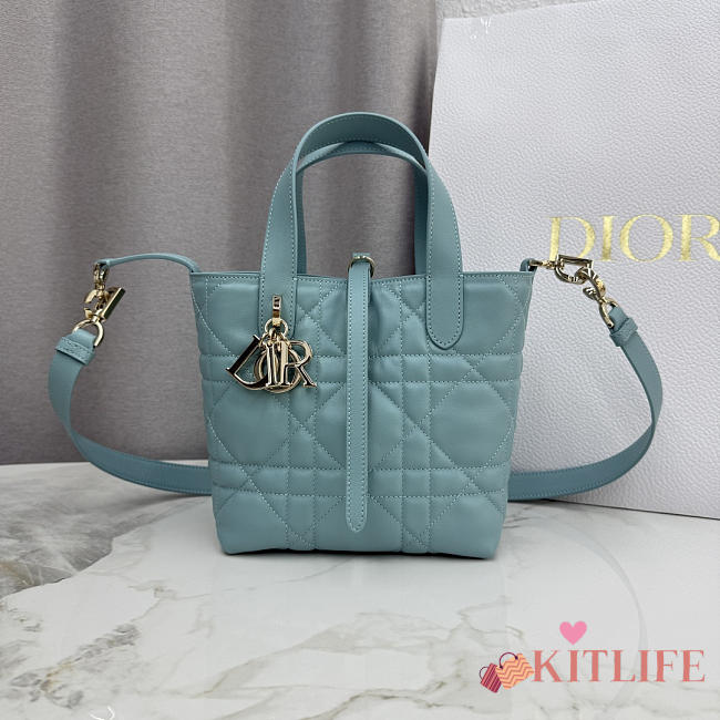 Kitlife Dior Small Toujours Vertical Tote Bag Blue 16×18×12cm - 1