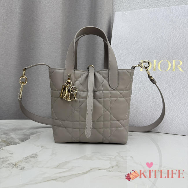 Kitlife Dior Small Toujours Vertical Tote Bag Gray 16×18×12cm  - 1
