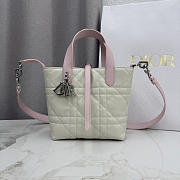Kitlife Dior Small Toujours Vertical Tote Bag White & Pink 16×18×12cm - 1