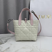 Kitlife Dior Small Toujours Vertical Tote Bag White & Pink 16×18×12cm - 6