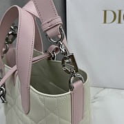 Kitlife Dior Small Toujours Vertical Tote Bag White & Pink 16×18×12cm - 5