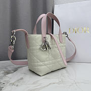 Kitlife Dior Small Toujours Vertical Tote Bag White & Pink 16×18×12cm - 4
