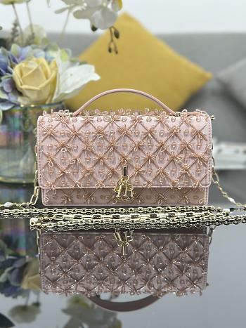 Kitlife Dior Miss Embroidered Beaded Pink Chain Bag M0997 21x11.5x4cm