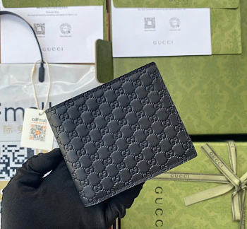 Kitlife Gucci Microguccissima Bi-Fold Wallet Black 10x9x2cm