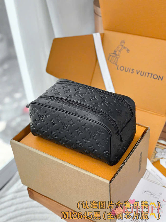Kitlife Louis Vuitton Dopp Kit Bag Black M12645 28x15x16.5cm - 1