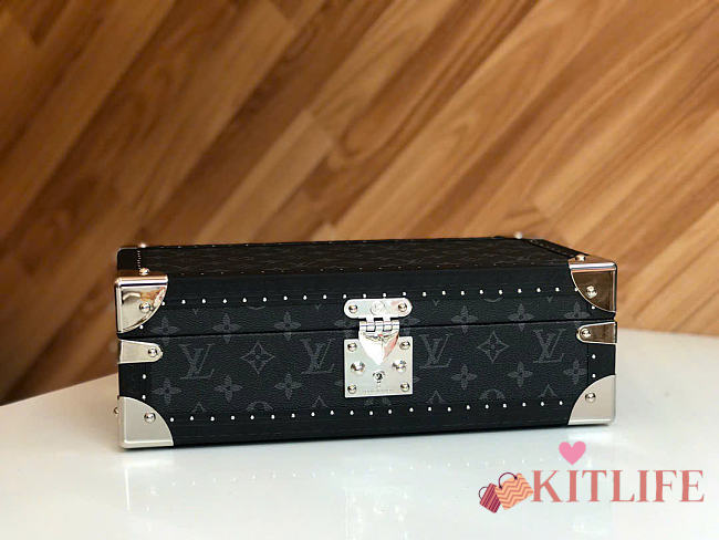 Kitlife Louis Vuitton Coffret Blue 8 Watch Case Monogram Canvas Black M4700B 34x18x11cm - 1